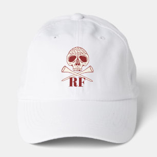 Funny Golf Dad Monogram Retro Skull Crossed Tees Performance Cap