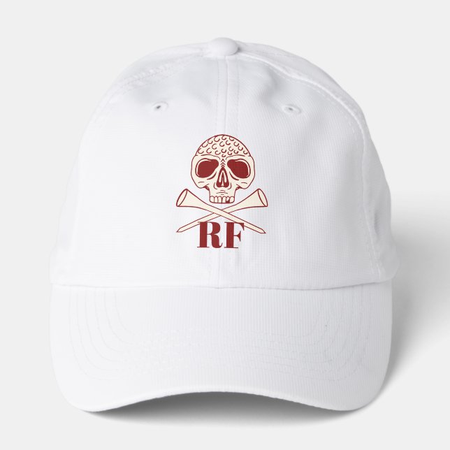 Funny Golf Dad Monogram Retro Skull Crossed Tees Performance Cap (Front)