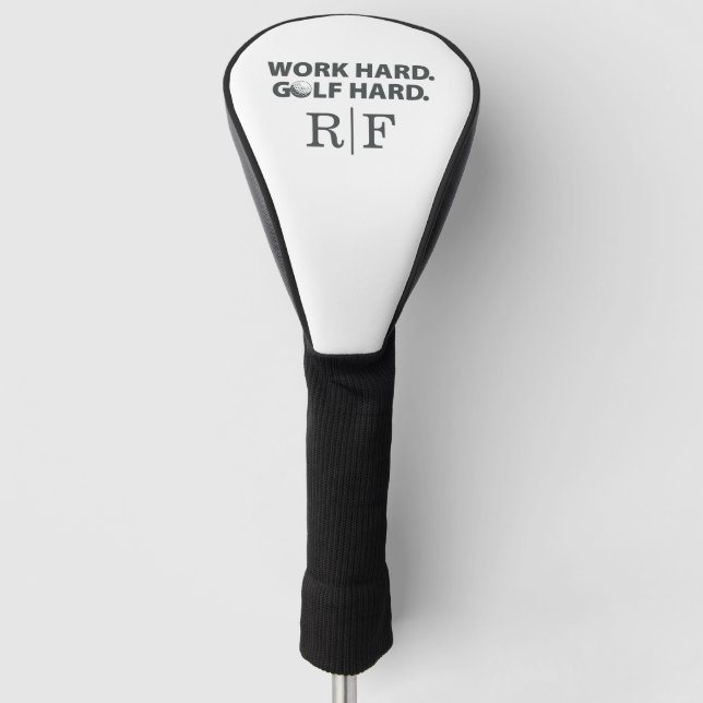  Funny Golf Dad Monogram Work Hard Golf Hard Head Cover (Front)