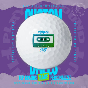 Funny Golf Dad Vintage Birthday Retro Cassette Balls