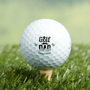 Funny Golf Dad with Hat and Mustache Monogram Balls