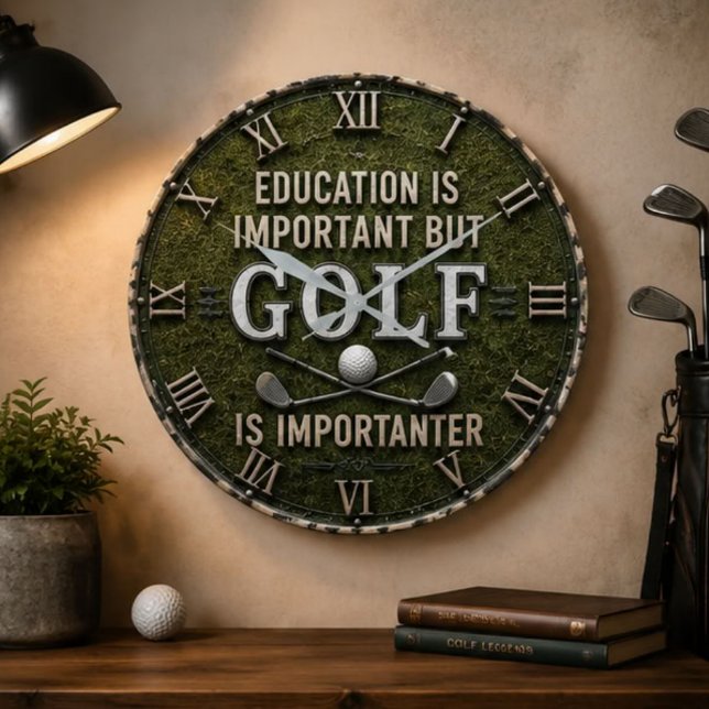 Funny Golf Decor Golfer Gift Rustic Large Clock (Creator Uploaded)