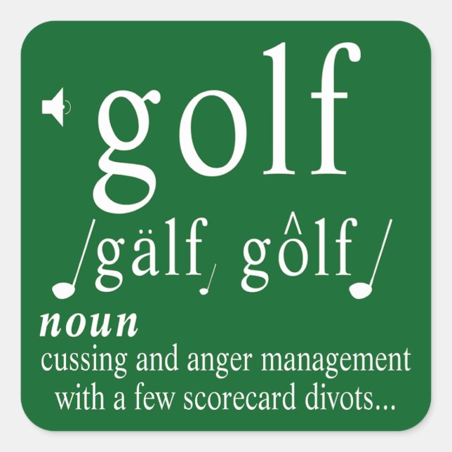 Funny Golf Definition Anger Management Humor Pun   Square Sticker (Front)