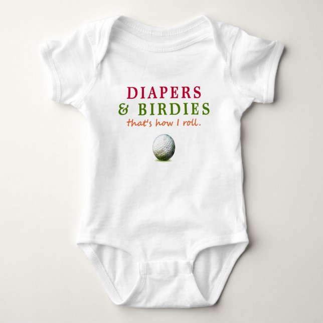 Funny Golf Diapers and Birdies Baby Bodysuit (Front)