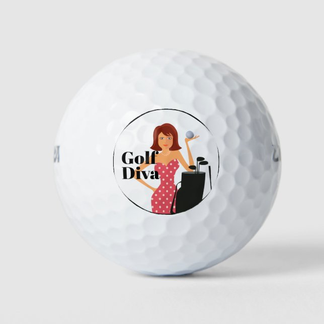 Funny Golf Diva Theme Golf Balls (Front)