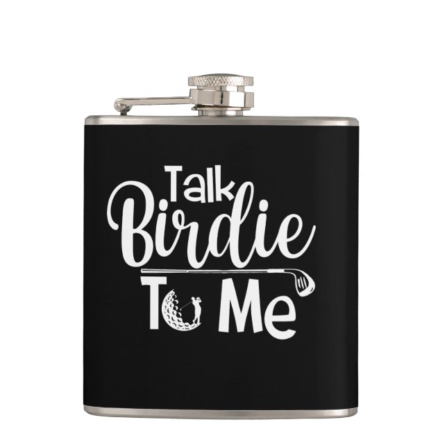 Funny Golf Flask - 'Talk Birdie to Me' Custom Gift (Front)