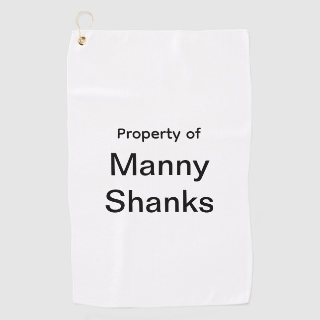 Funny Golf Gift Joke Name Manny Shanks Golf Towel (Front)