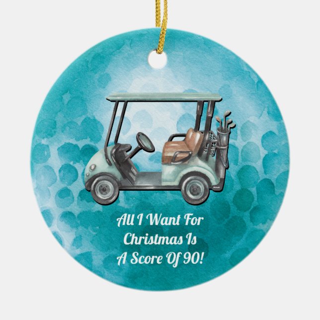 Funny Golf Golfer Ceramic Ornament (Front)