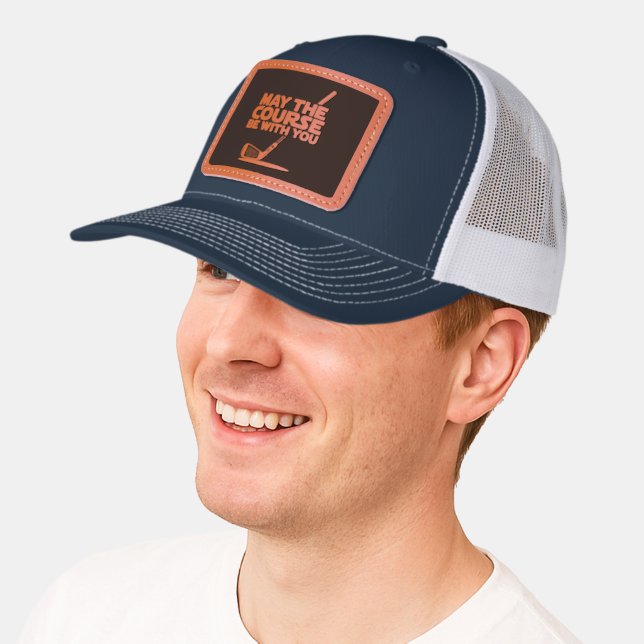 Funny Golf Golfer Leather Patch Hat (Male)