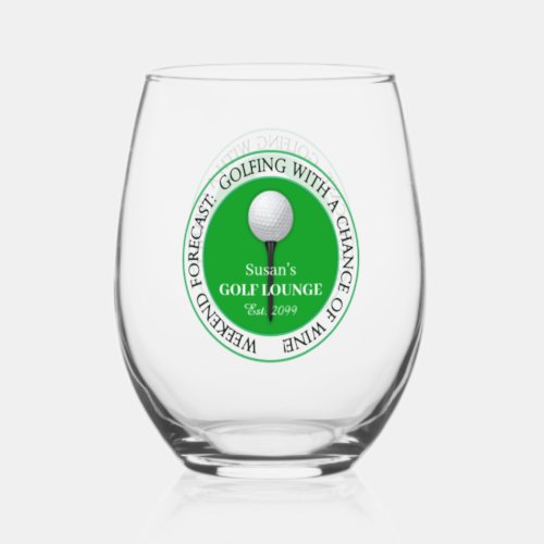 Funny Golf Golfing Golfer Ball Tee Cocktail Drink Stemless Wine Glass