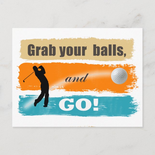 Funny Golf Grab Your Balls ID466 Postcard (Front)