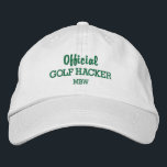 Funny Golf Hacker Custom Monogram Embroidered Embroidered Baseball Cap<br><div class="desc">Golf in style with this funny embroidered hat featuring the words "Official Golf Hacker" and your monogram or custom text below. Easily change the text and hat color. Whether you're giving this to a hacker or will be wearing this yourself, you'll be sure to get a lot of laughs on...</div>