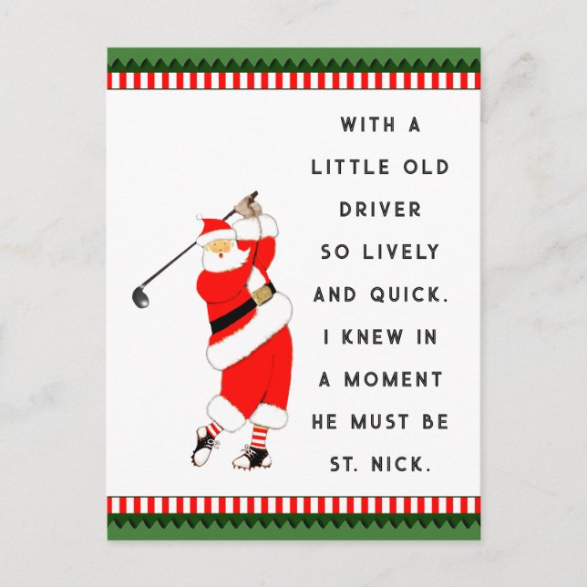 Funny Golf Holiday Christmas Postcards (Front)