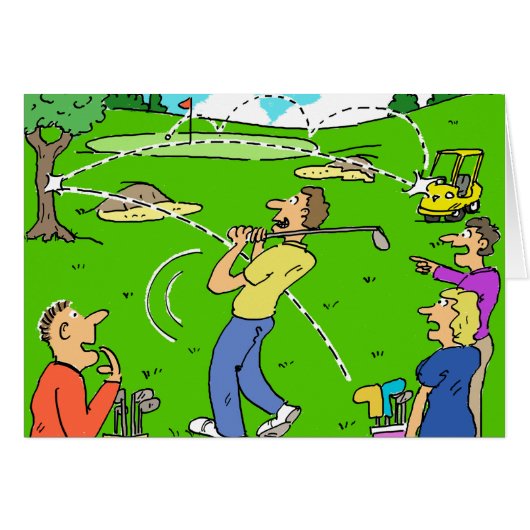 Funny Golf Image. Freak Golf Shot Rebounds Cards (Front Horizontal)