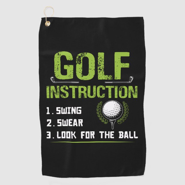 Funny Golf Instructions Golf Towel (Front)