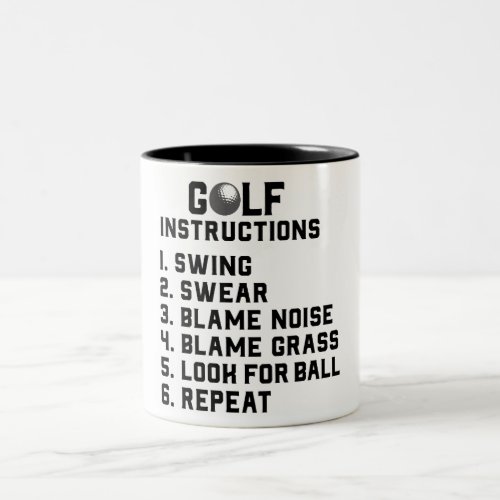 Funny Golf Instructions Two_Tone Coffee Mug