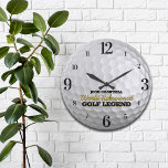Funny Golf Legend Golf Ball Personalized Large Clock<br><div class="desc">Fun,  personalized golf ball on this custom wall clock.  The perfect gift for any golf lover.</div>