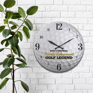 Funny Golf Legend Golf Ball Personalized Large Clock
