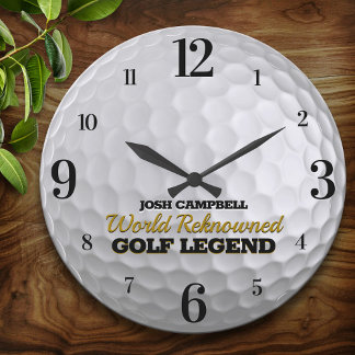Funny Golf Legend Golf Ball Personalized Large Clock