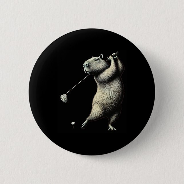 Funny Golf Lover Crew Matching Dad Mom Capybara Go Button (Front)