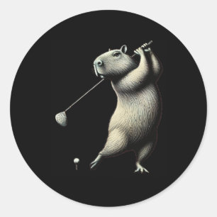 Funny Golf Lover Crew Matching Dad Mom Capybara Go Classic Round Sticker