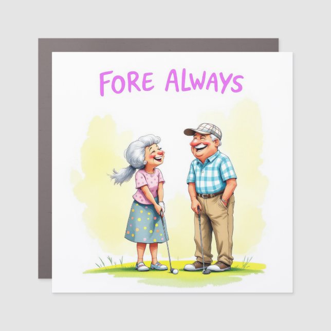Funny Golf Lovers Cartoon - Fore Always Car Magnet (Front)