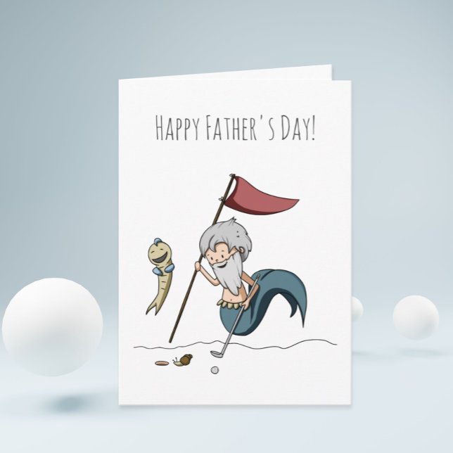 Funny Golf Mermaid Man Father's Day  Card (Creator Uploaded)