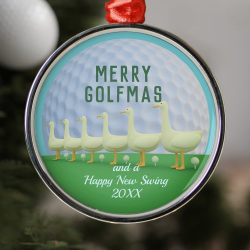 Funny Golf Merry Golfmas Golfer Personalized Metal Ornament