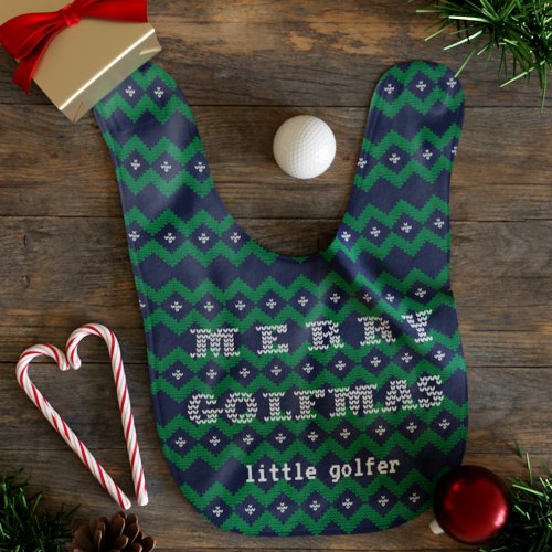 Funny Golf Merry Golfmas Holiday Baby Bib