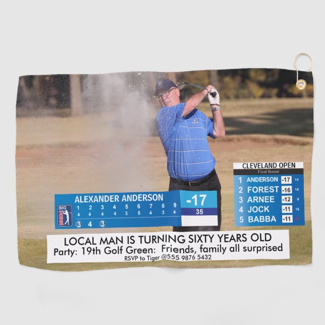 Funny Golf News ️♂ 40th 50th 60th Men Birthday  Golf Towel (Horizontal)