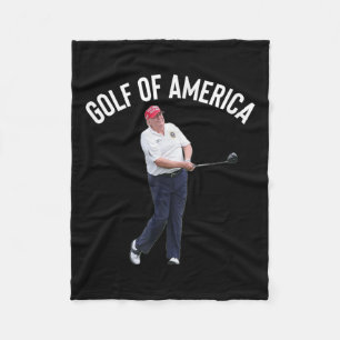 Funny Golf Of America Donald Trump Pun Fleece Blanket