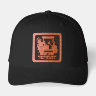 Funny Golf Personalized Seasoned Sand Trap Tourist Leather Patch Hat