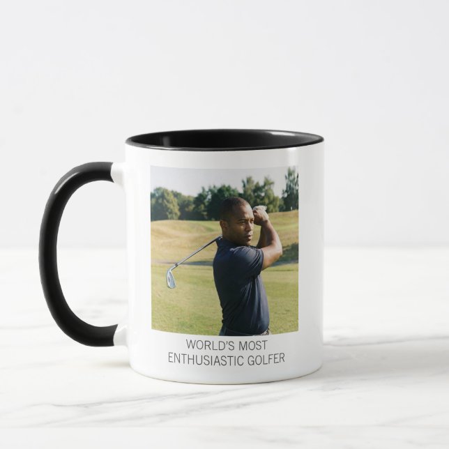 Funny Golf Photo Custom Dad Enthusiastic Golfer Mug (Left)
