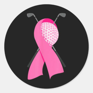 Funny Golf Pink Ribbon Breast Cancer Awareness Sup Classic Round Sticker