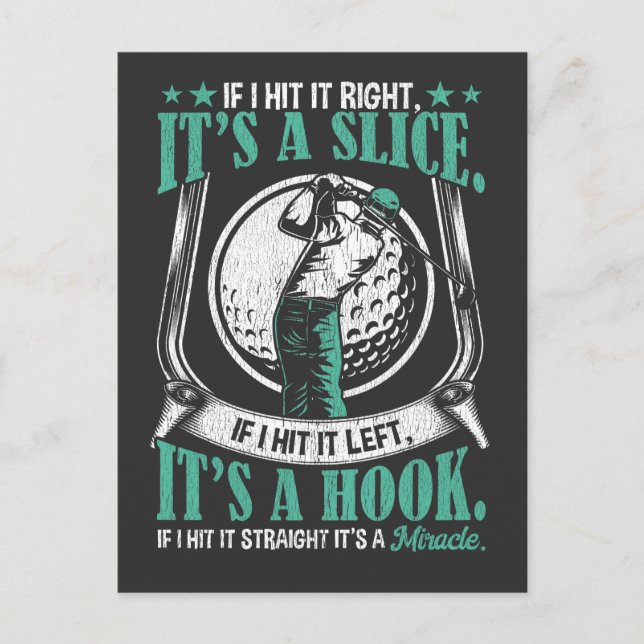 Funny Golf Player Lucky Golf Swing Skill Joke Postcard (Front)
