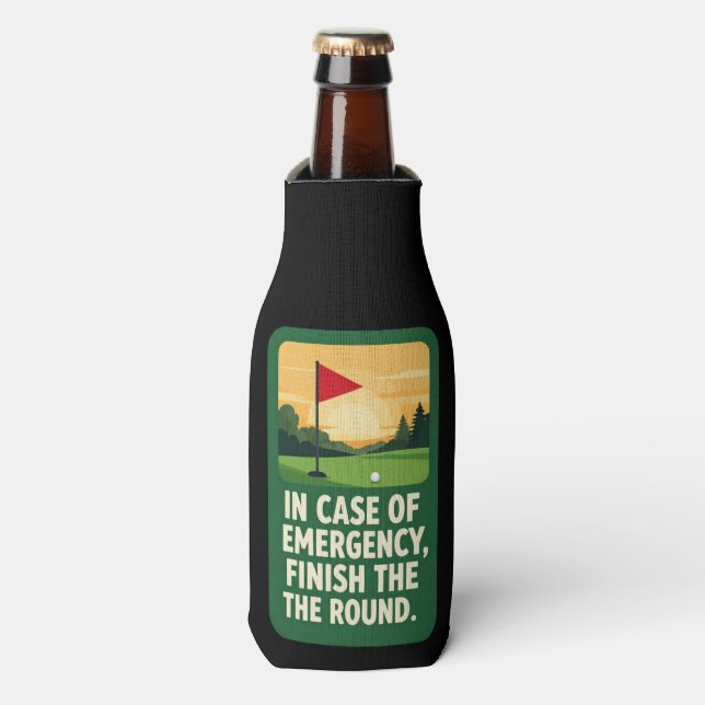 Funny Golf Quote Can Cooler on Golf Course Green  (Bottle Front)