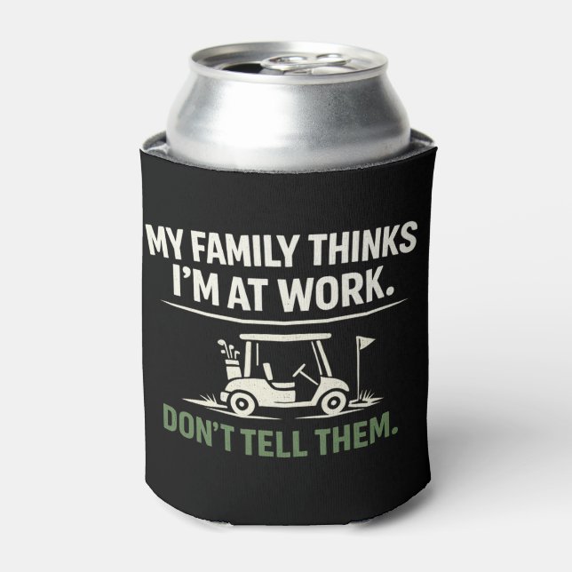 Funny Golf Quote Can Cooler on Golf Course Green  (Can Front)