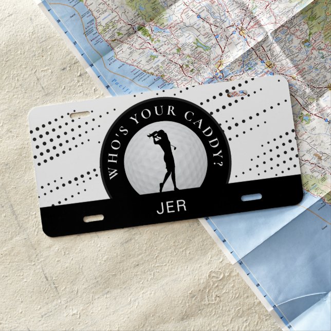 Funny Golf Quote Golfer Silhouette Black Custom License Plate (In Situ)