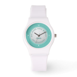 Funny Golf Quote Teal Personalized Name Gift Watch
