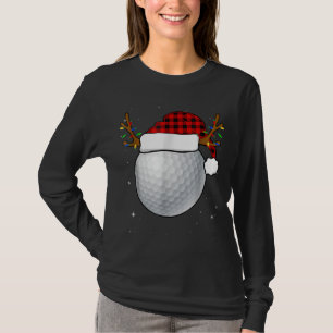 Funny Golf Reindeer Santa Hat Christmas Pajamas Ho T-Shirt