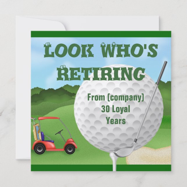 FUNNY Golf  Retirement Invitations TEMPLATE (Front)