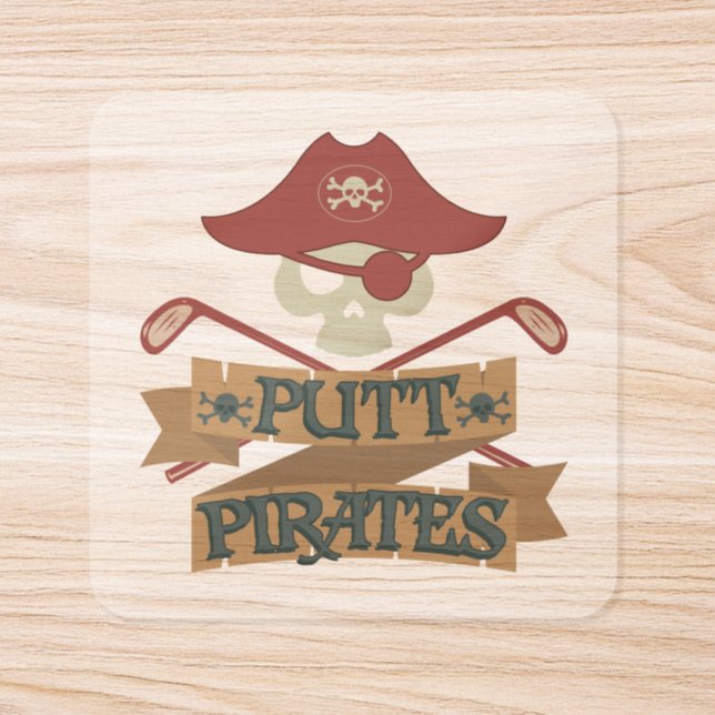Funny Golf Saying Putt Pirates Golfing Hobby Square Sticker (Single)