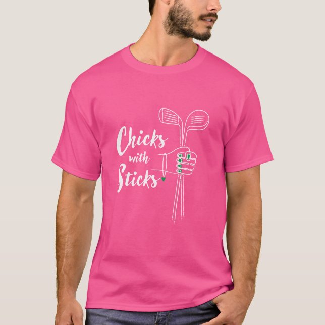 Funny Golf Shirt for Women - Chicks With Sticks La (Front)
