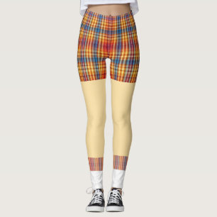 Funny golf shorts socks plaid pattern leggings