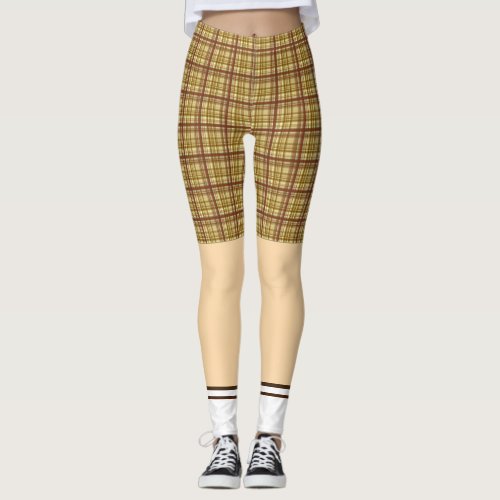 Funny golf shorts socks plaid pattern leggings