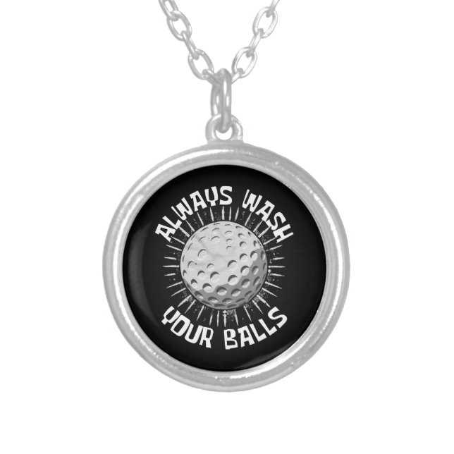 Funny-golf Silver Plated Necklace (Front)