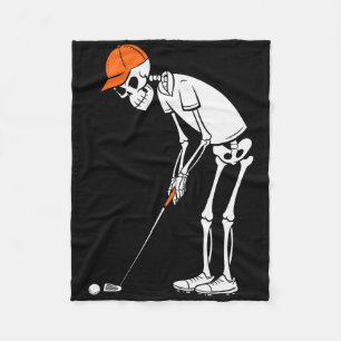 Funny Golf Skeleton Golf Halloween Golfing Sports Fleece Blanket