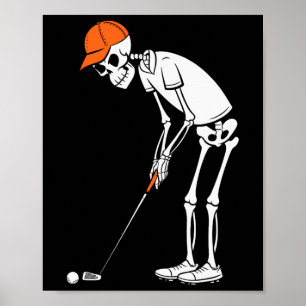 Funny Golf Skeleton Golf Halloween Golfing Sports  Poster
