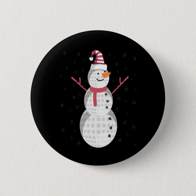 Funny Golf Snowman Christmas New Year Gift Button (Front)