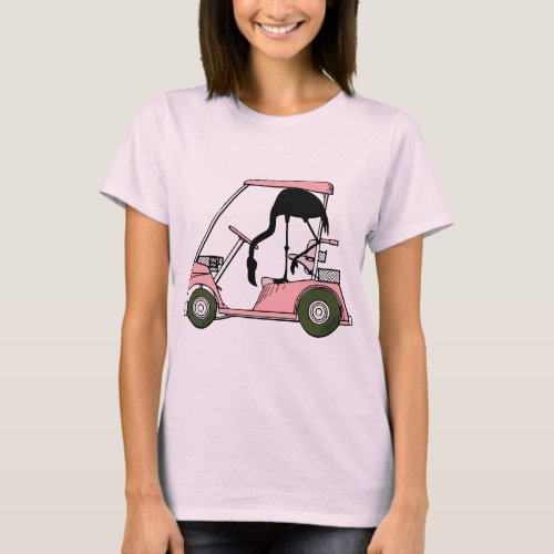 Funny Golf Theme Golf Cart Flamingo Golf Caddy T_Shirt
